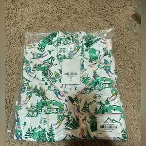 Roller Rabbit Green Ski Toile size xs polo pajamas